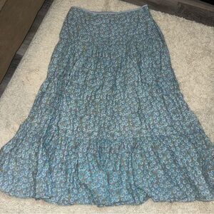Vintage St Johns Bay Women's Tiered Cotton Floral Maxi Skirt Size 14 Cottagecore
